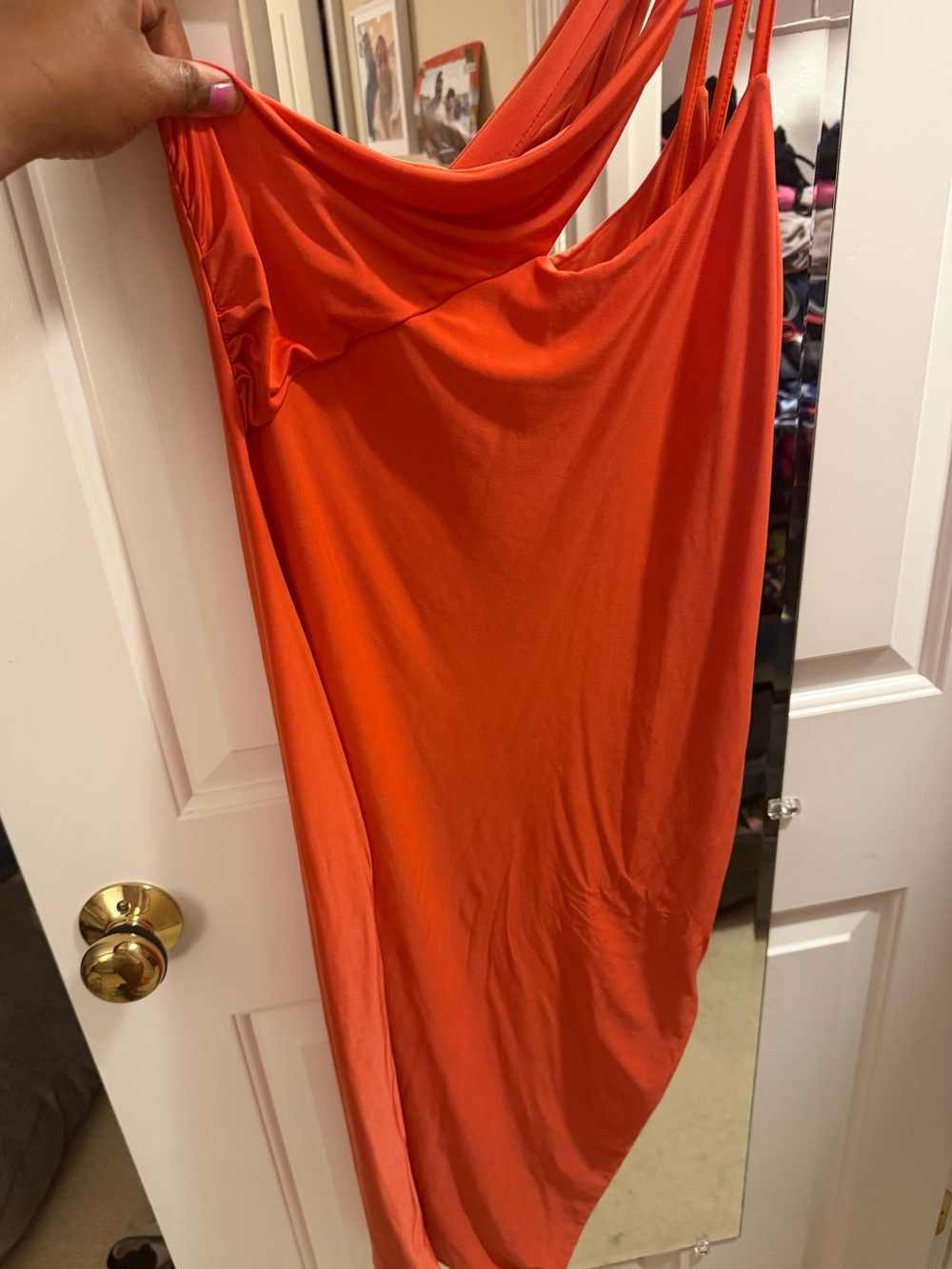 Boohoo Orange Asymmetrical Slip Dress